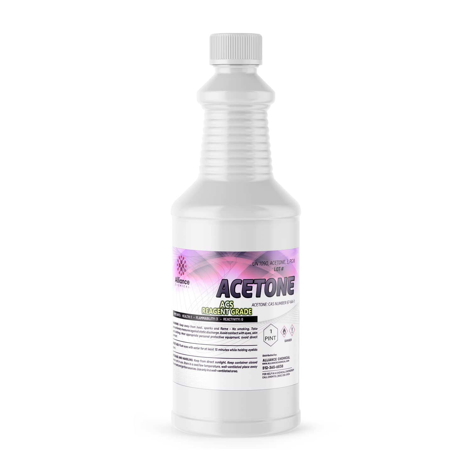Alliance Chemical Acetone ACS Grade - 1 Pint (16 FL Oz) - High